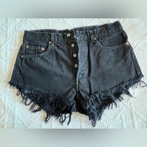 Levis cut off black denim shorts (Sz 29)